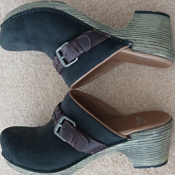 Dansko Melanie Mules Nubuck Leather Clogs Chunky Heel Braided Size 39/9. FL - Picture 7 of 9